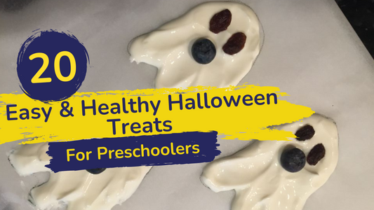 20 easy and healthy halloween treats for preschoolers and the background image are candy ghosts